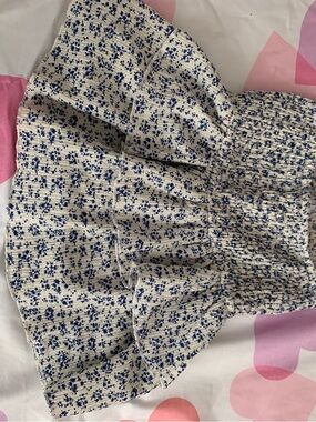 Zara Cream and Navy Speckled Knit Top